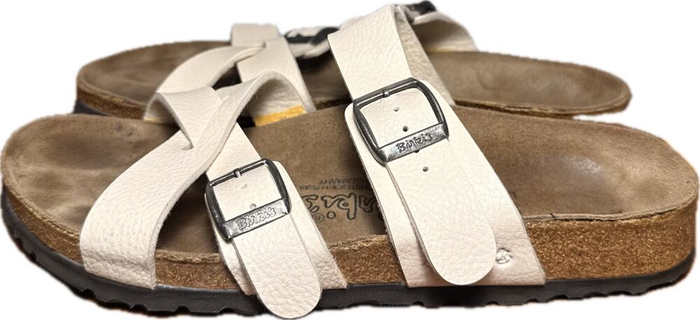 Birkis by Birkenstock Salina White Sandals Women's 38 US 7 7.5 Narrow Strappy